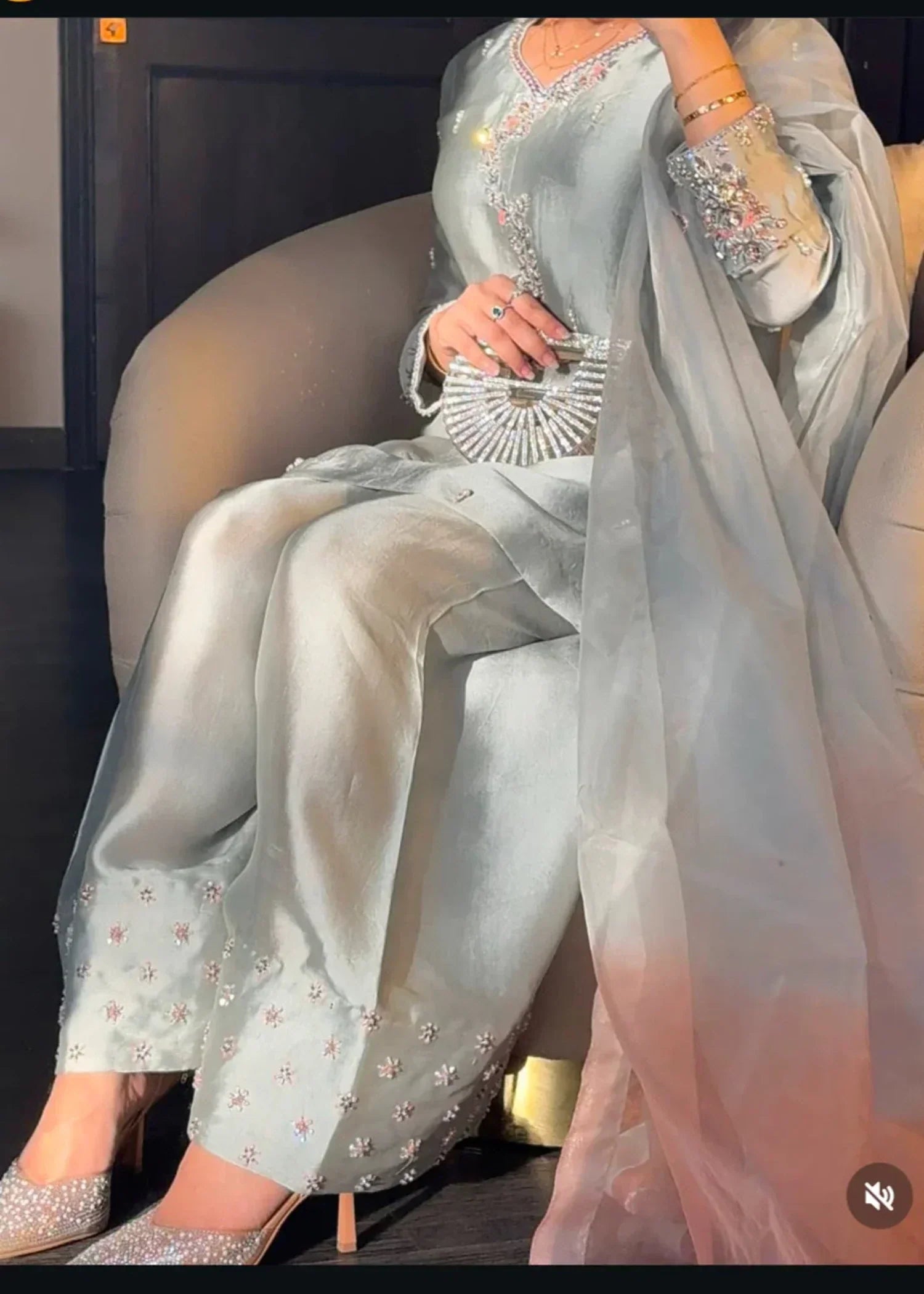 Uzman Yasen Silk Hand Work Farshi Shalwar Women 3pcs