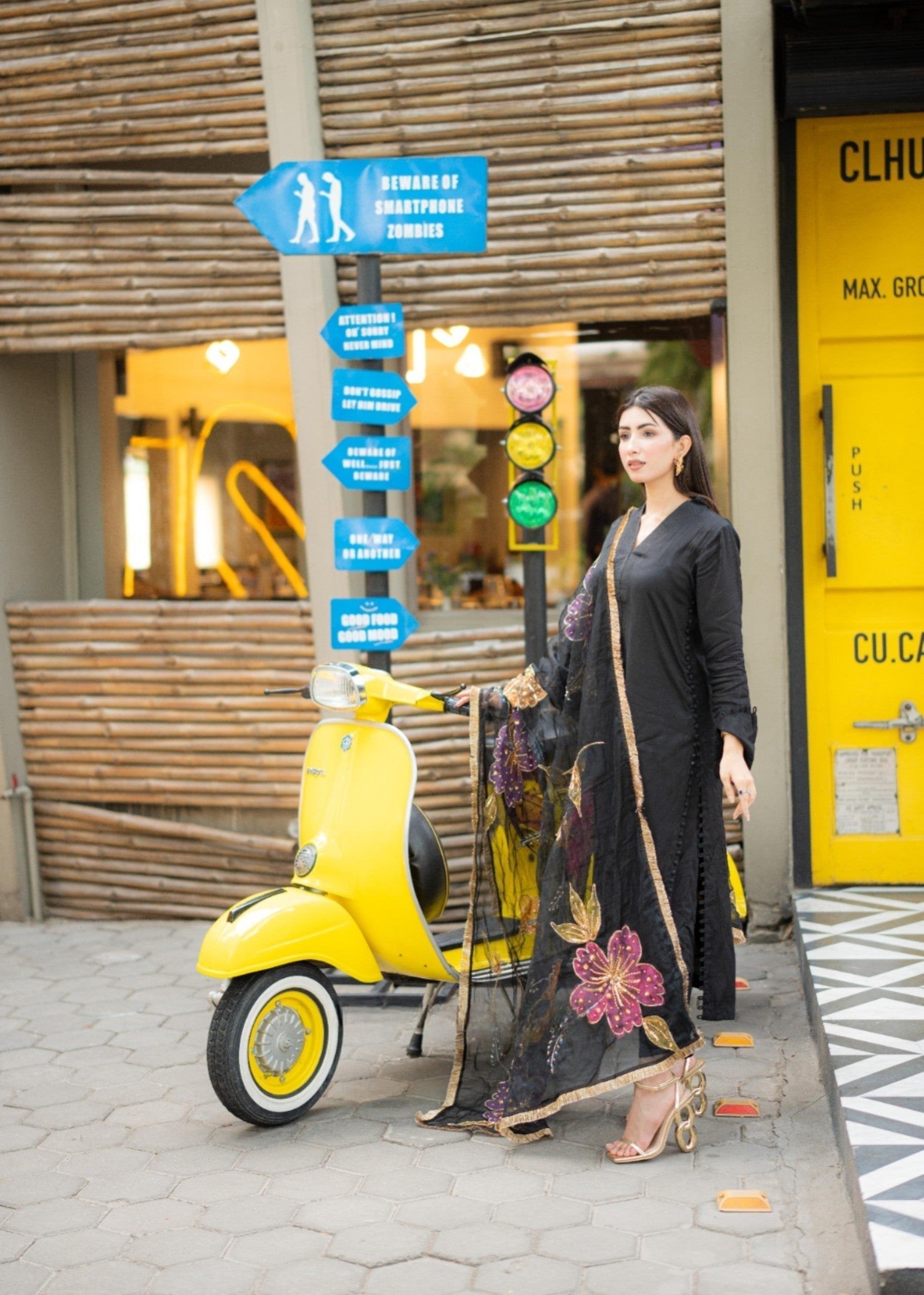 Rivaaj Fashion Stitched Handpaint Black Women 3pcs