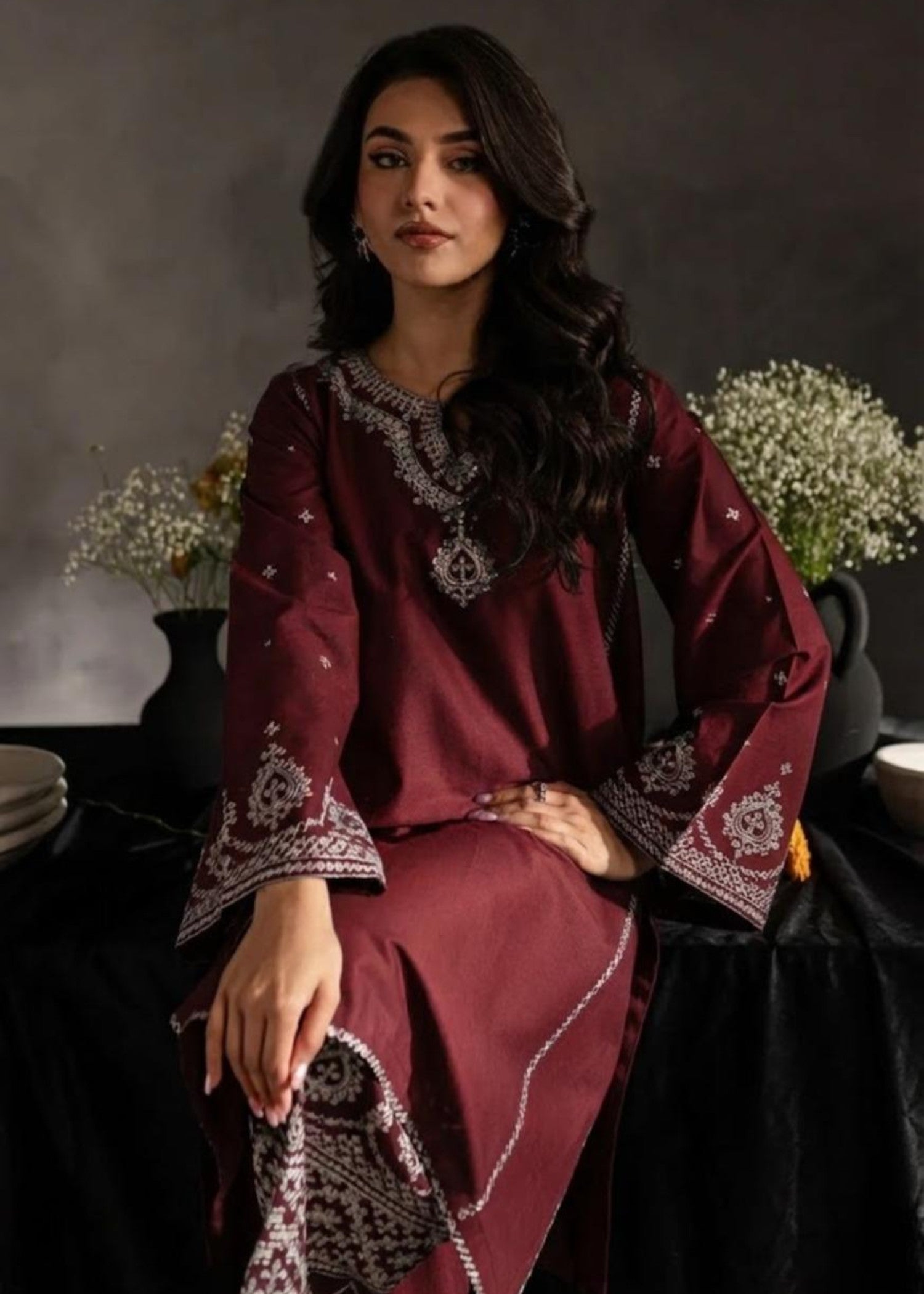 Zeenat & Zoha Maroon Festive Women 2pcs