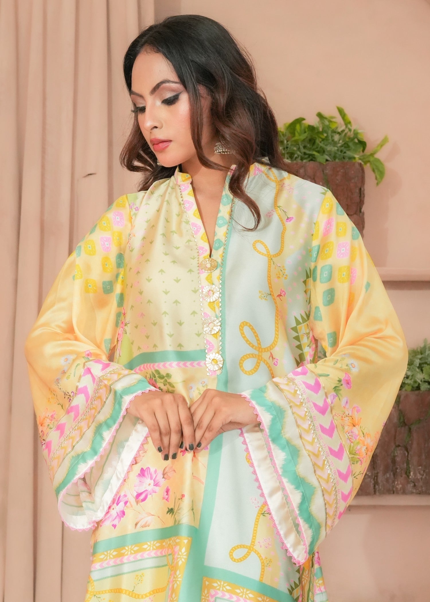 Madiha Gohar Limon Aura | Digital Malai silk Suit Women 2pcs