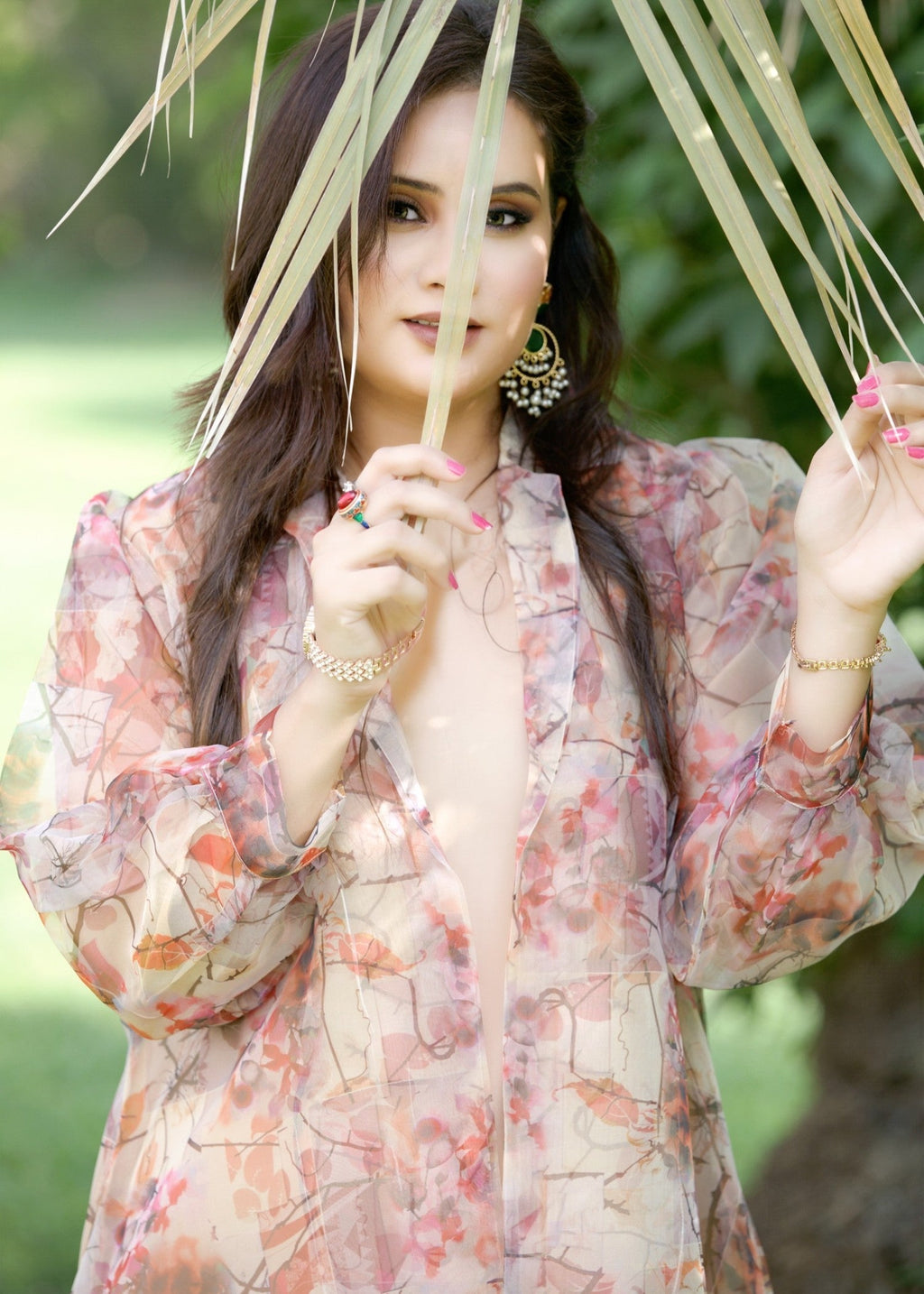 Hayati Collections Organza | Printed Gown with Inner Silk | | Skin Women 3pcs