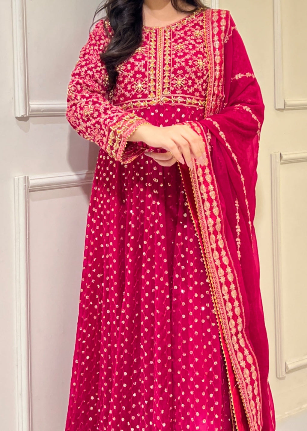 Suits By Sadia Hotpink chiffon Women 3pcs