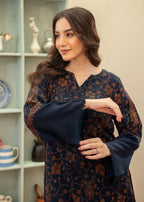 Naaz Couture Pashmina Wool Embroidered Coord Set Navy Blue Women 2pcs