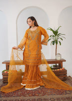 Gulposh Elvin Fancy (Stitched ) Mustard Women 3pcs