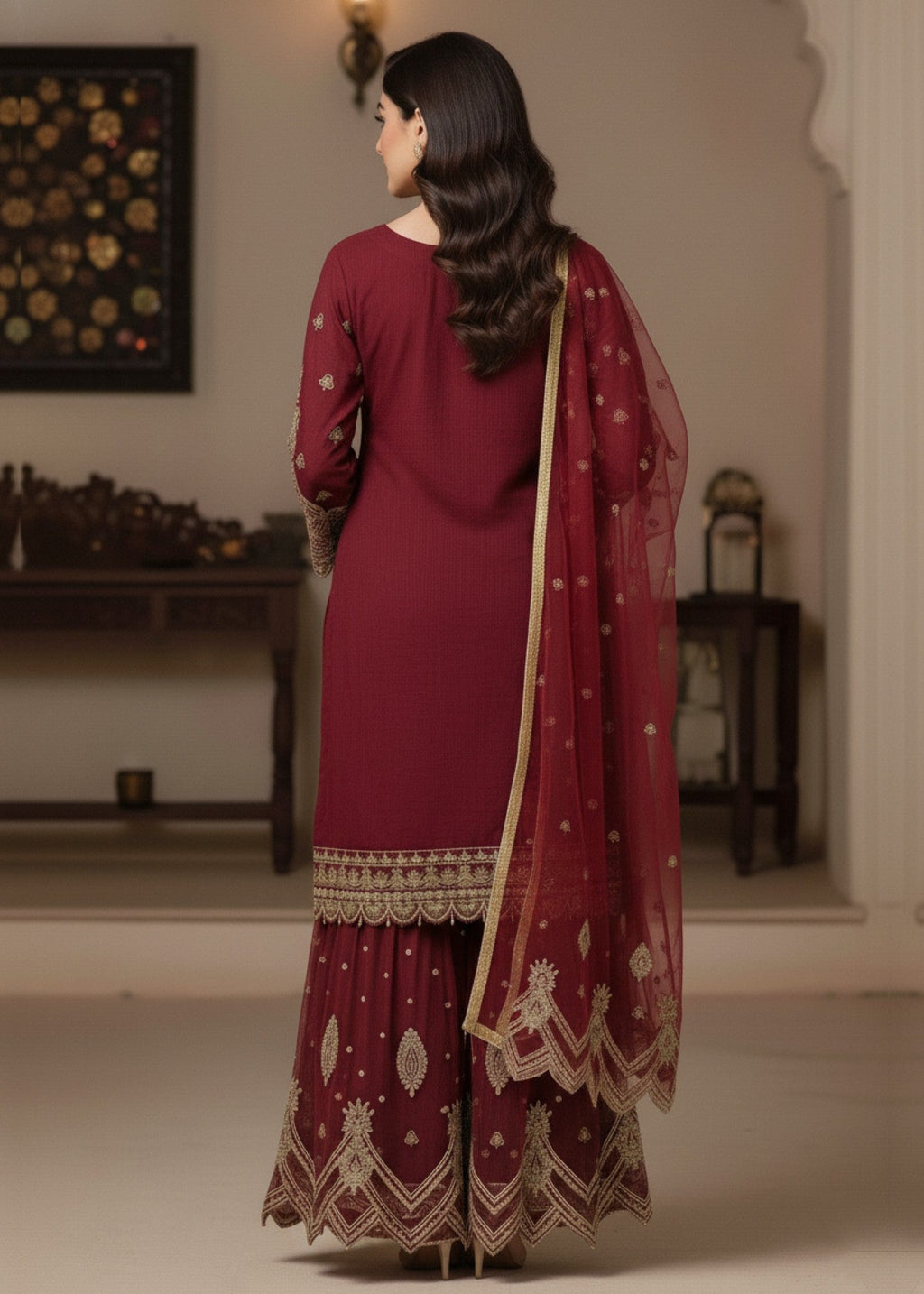 Diara Couture ROUBA US 569 MAROON Women 3pcs