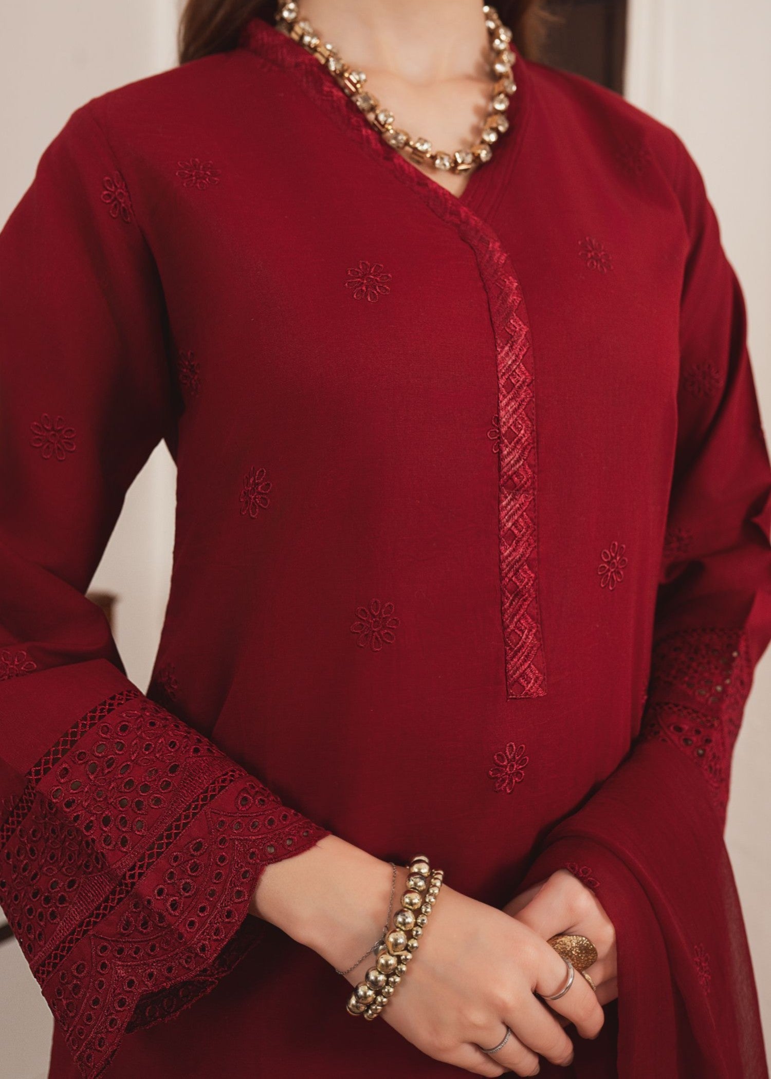 Al-Harir Apparel Geet Maroon Women 3pcs