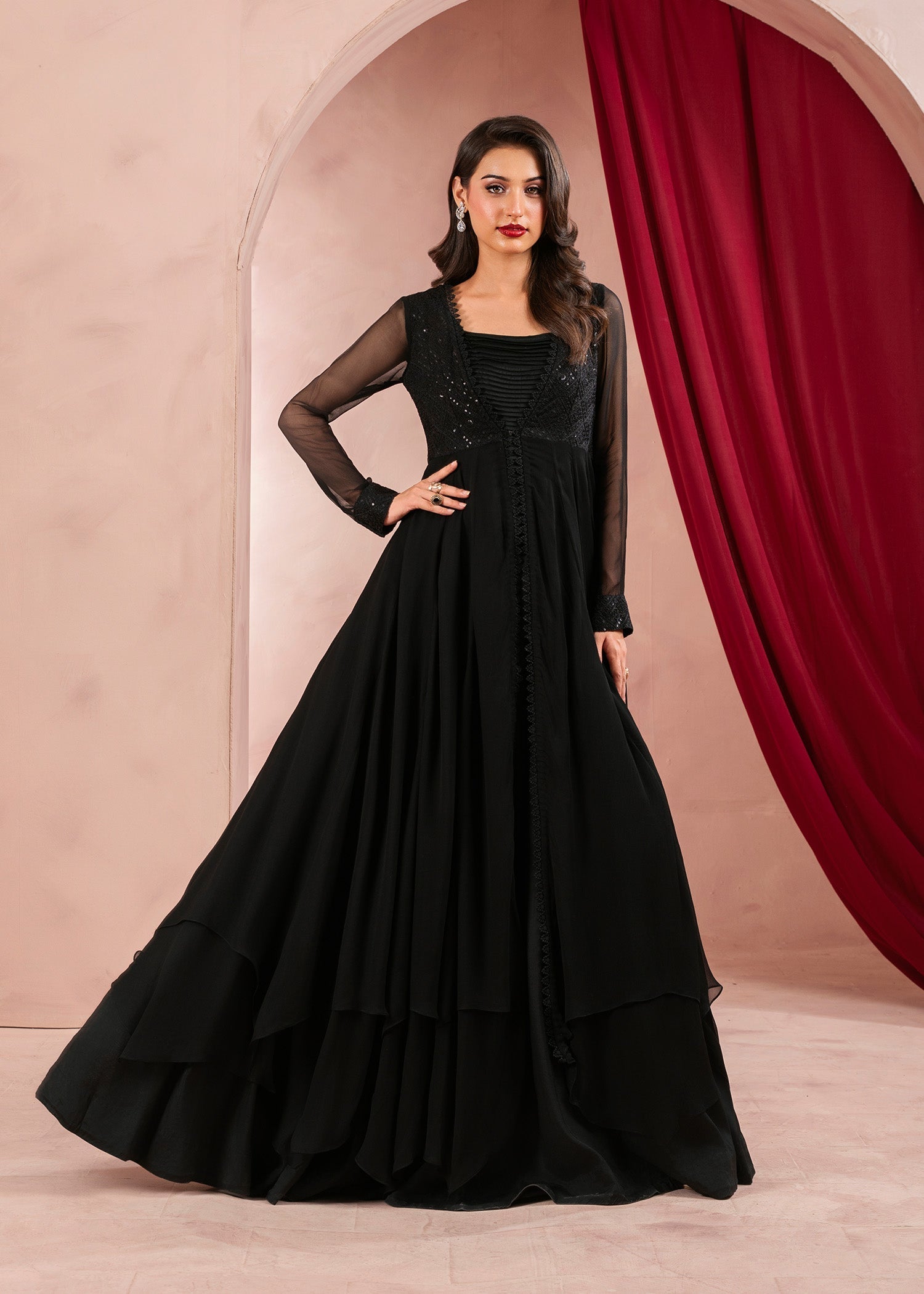 Rang-e-Haya Moon Veil (Black) Women 3pcs