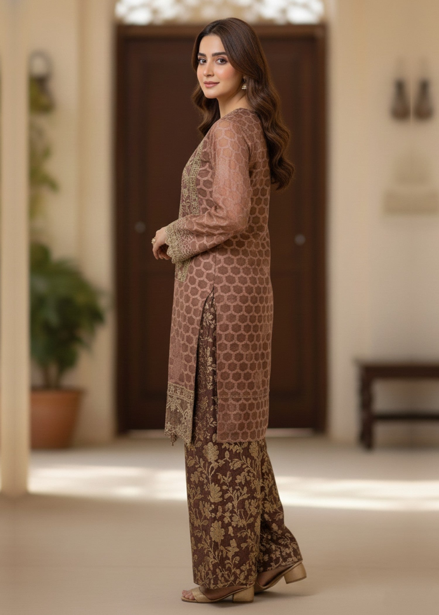 Diara Couture AMREEN US 478 BROWN Women 3pcs