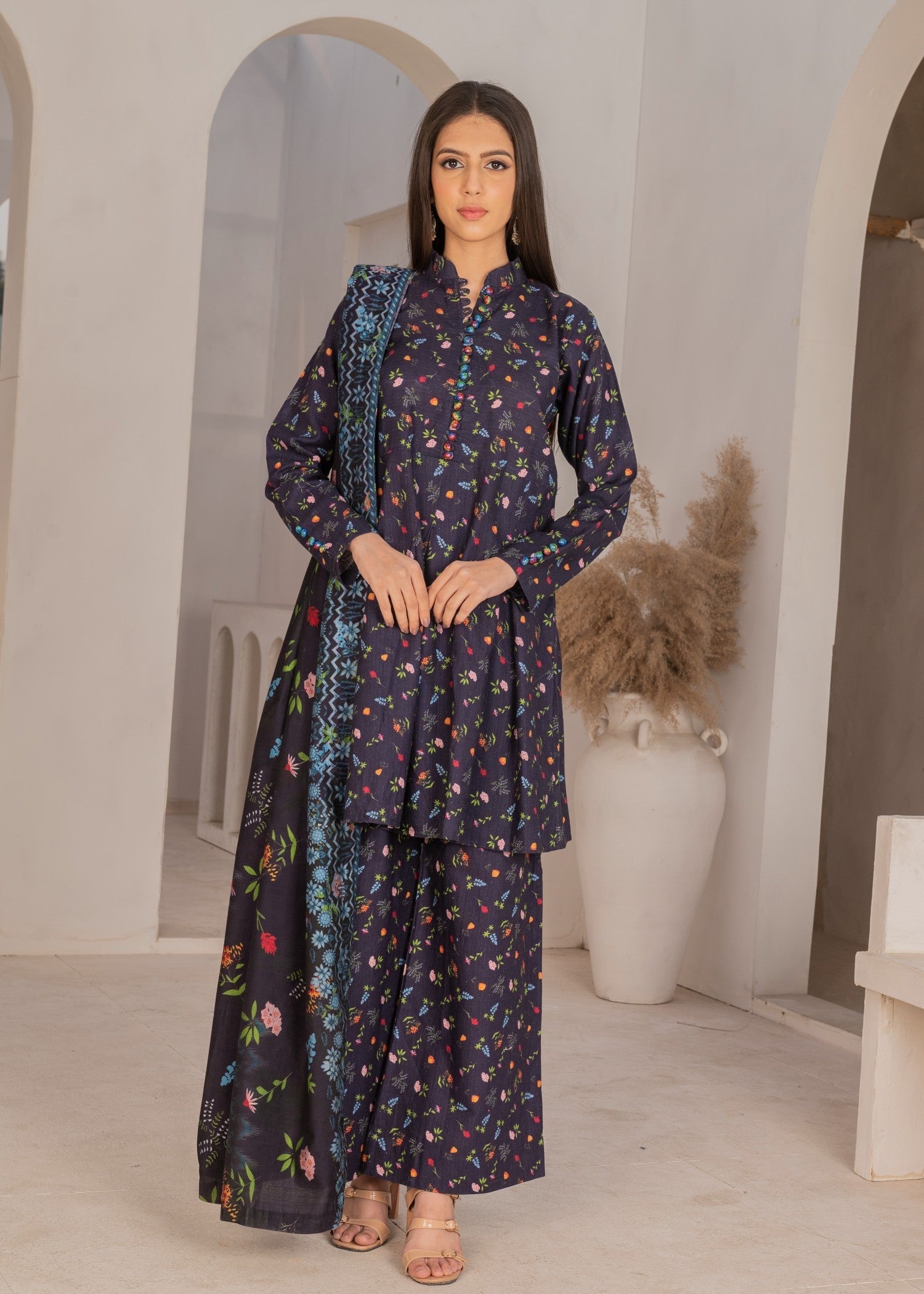 Nainaaz KHADDER PRINT MIDNIGHT BLUE Women 3pcs