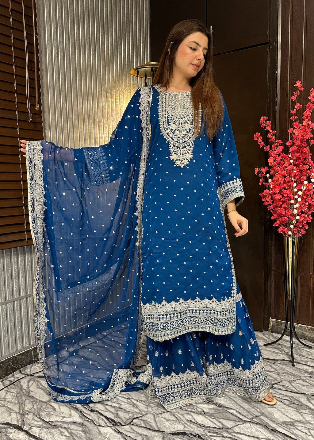 Four Season Boutique HASEENS FARSHY TEAL BLUE Women 3pcs