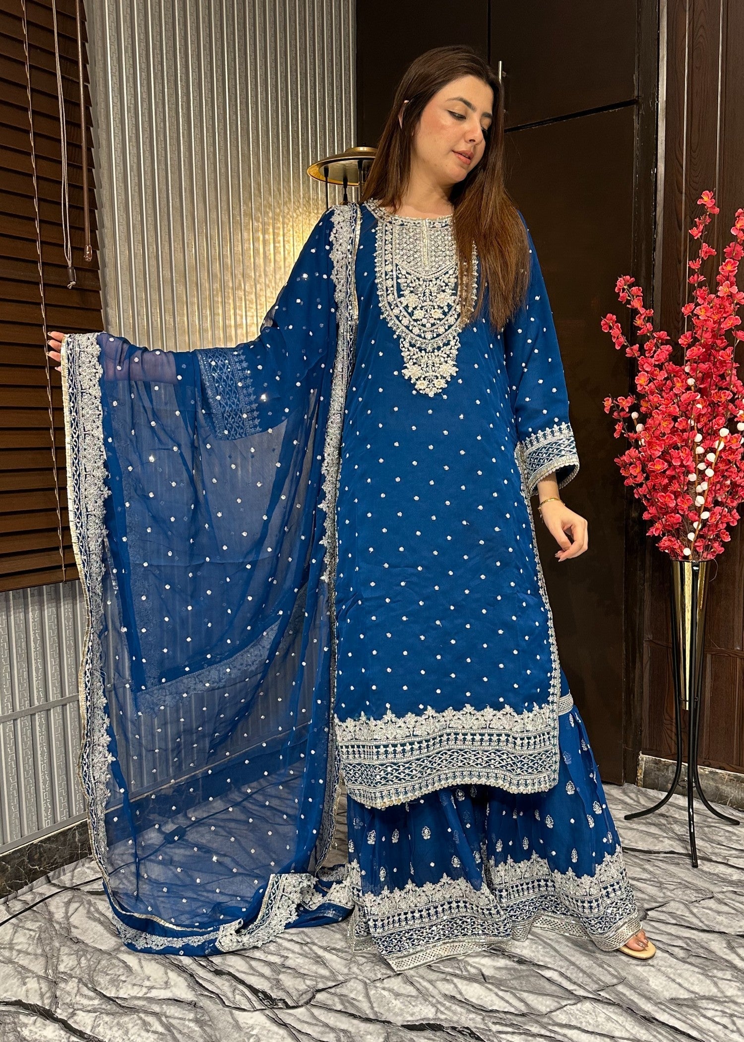 Four Season Boutique HASEENS FARSHY TEAL BLUE Women 3pcs