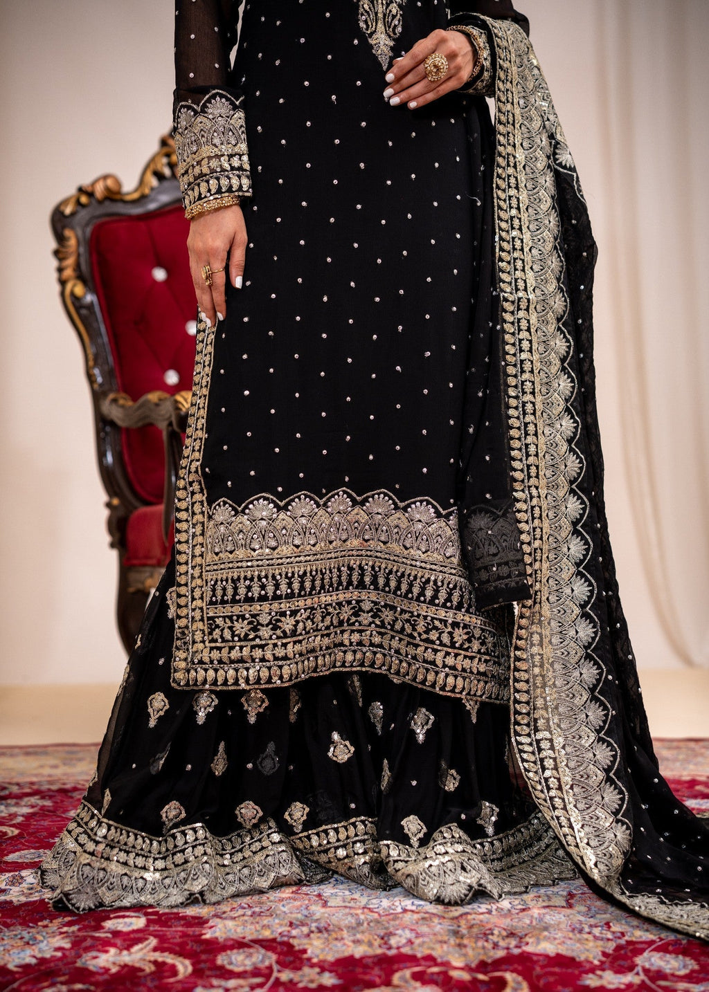 Alyssa Black gharara suit ALL404 Women 3pcs