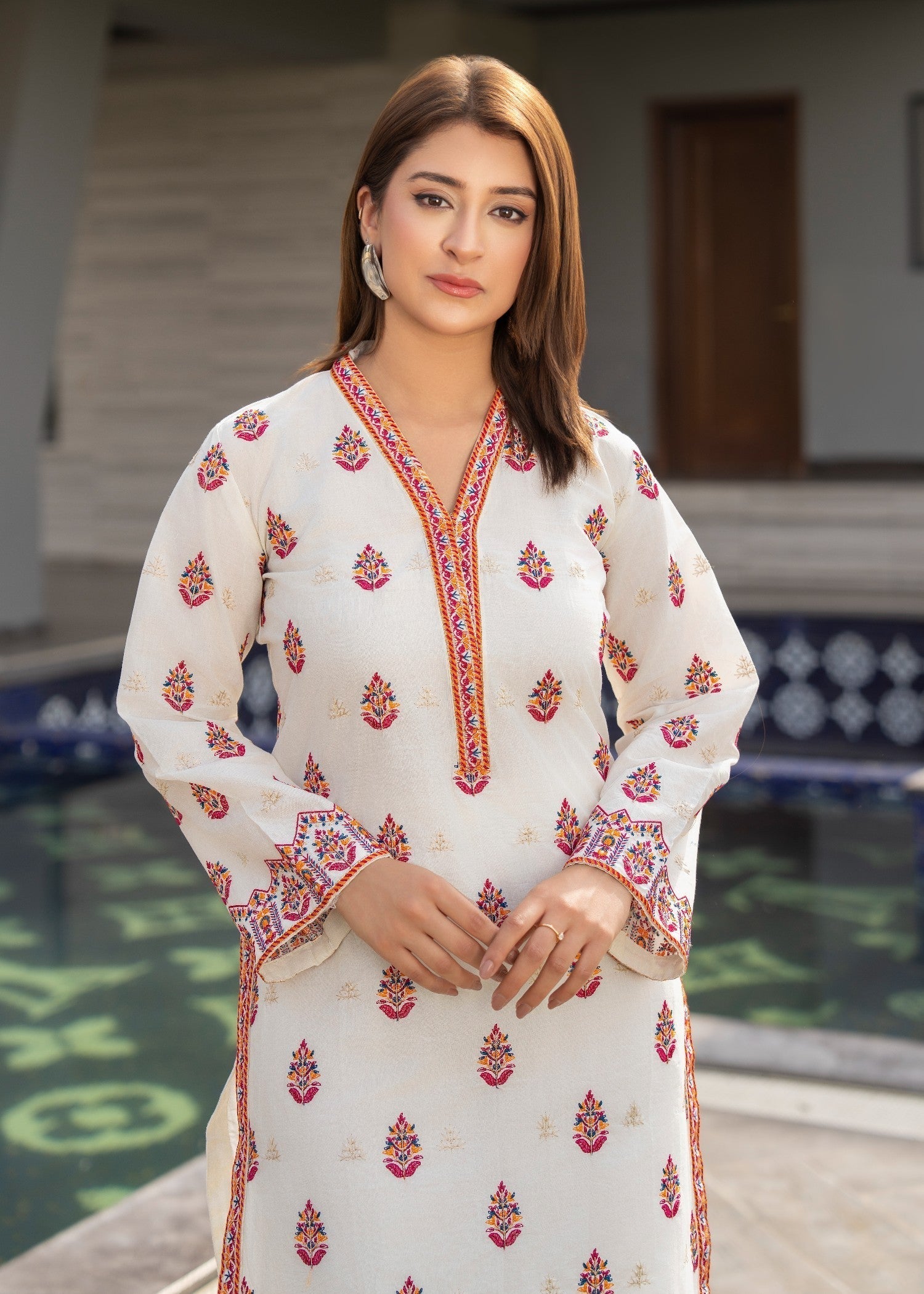 Sahibas By Mirza Violet ( Off White ) Women 2pcs