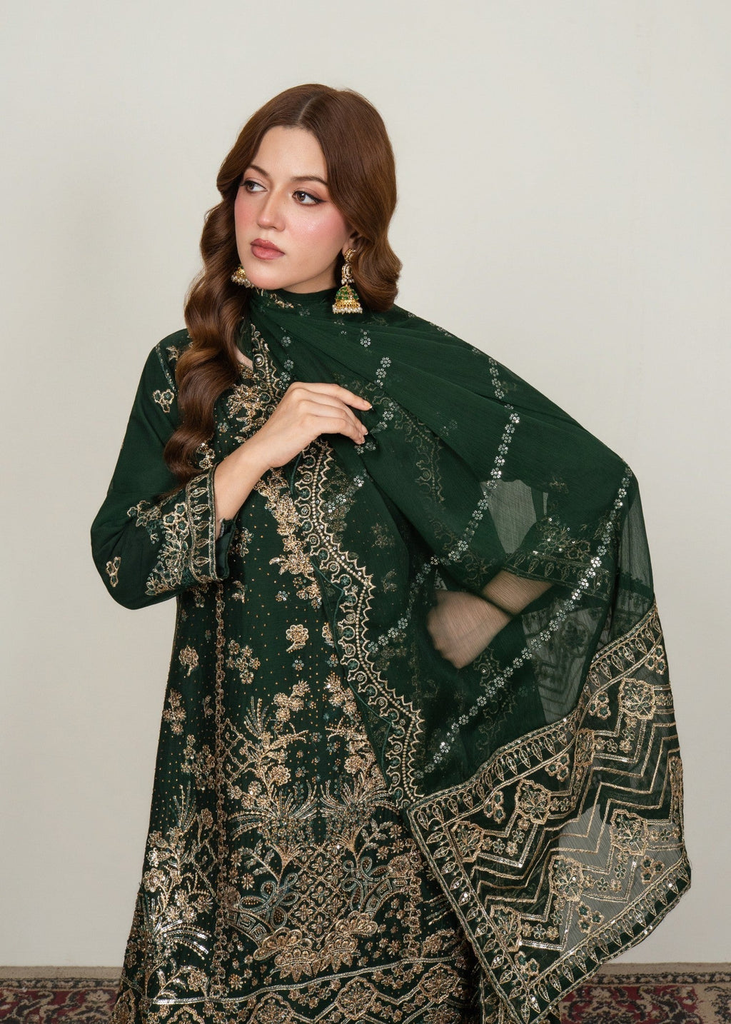 Four Season Boutique MAHAJABEEN BOTTLE GREEN Women 3pcs