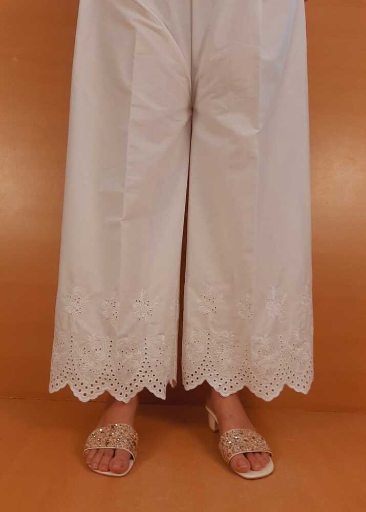 Zardi Embroided Strechable Palazo White ZT504 Women 1pcs