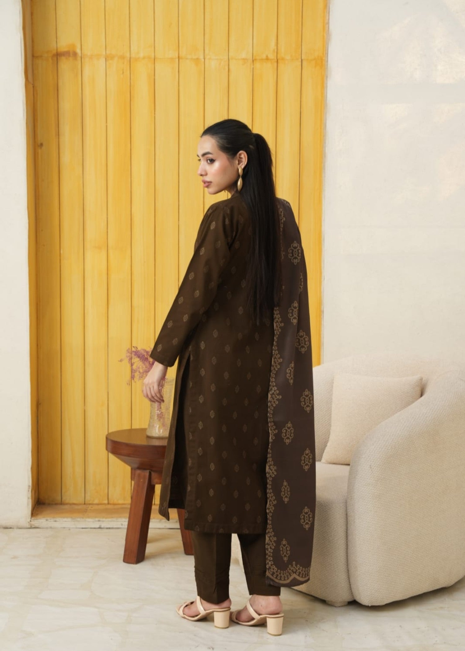 Designer Rack khadar jaccard brown Women 3pcs