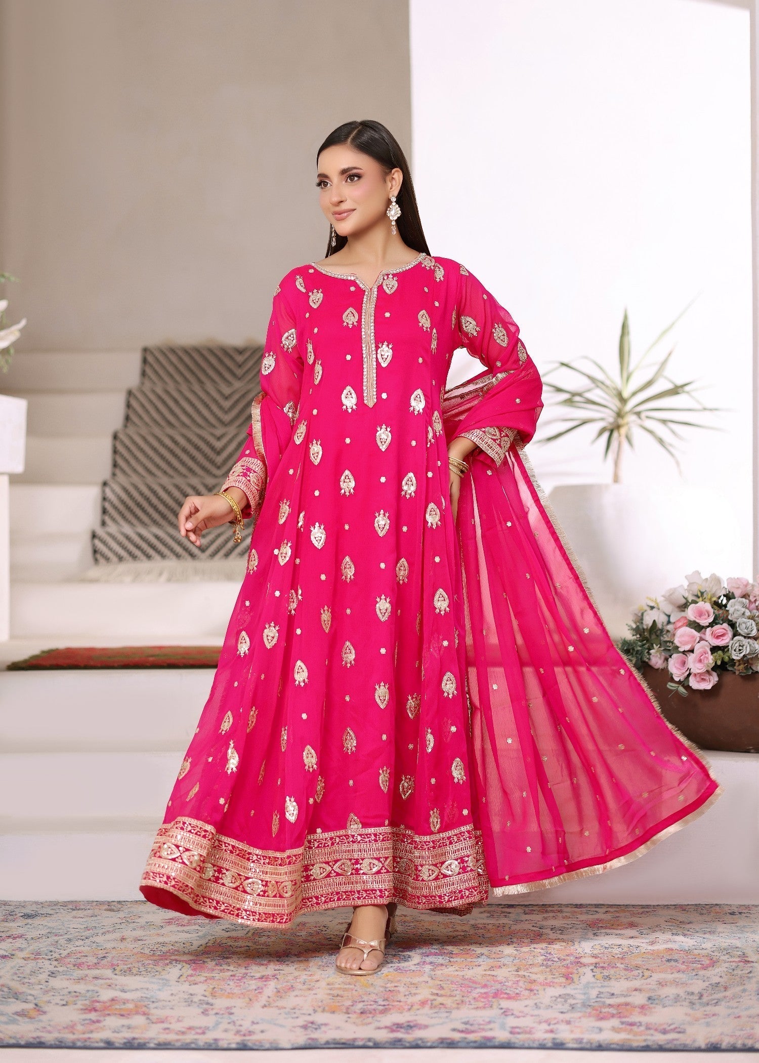 Abaan Zohan Raunak vivid pink Women 3pcs