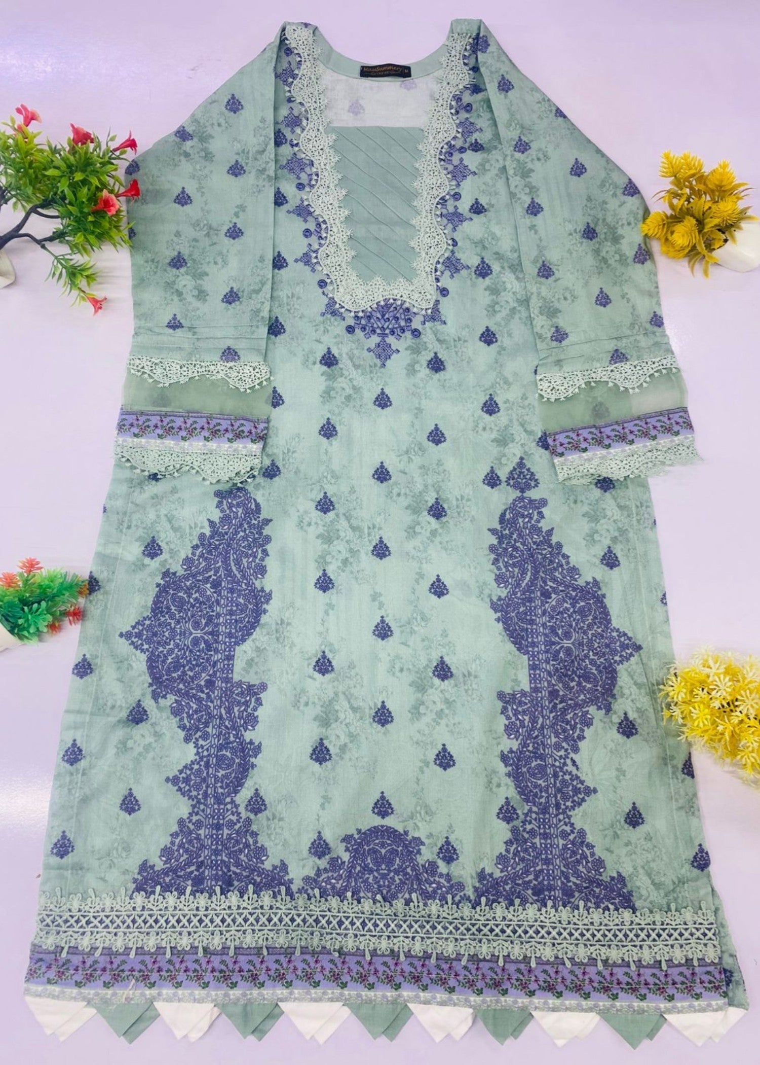 Mausammary Prints Pret Aquamarine Green Women 3pcs