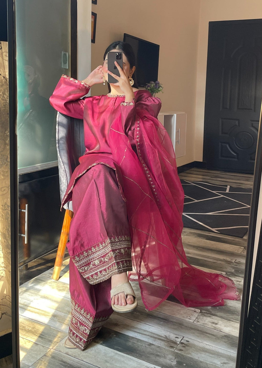 Shehroz Fashion Royal Wine Glow Women 3pcs