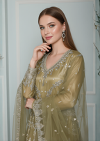 Insiya By Saira Jawad Bridal Maxi Olive Green 216 Women 2pcs