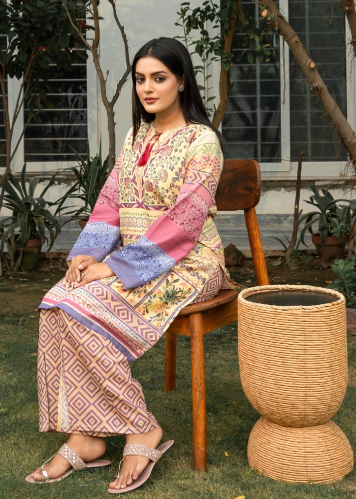 Tehzeeb Libas YELLOW BLUSH CORD SET Women 2pcs