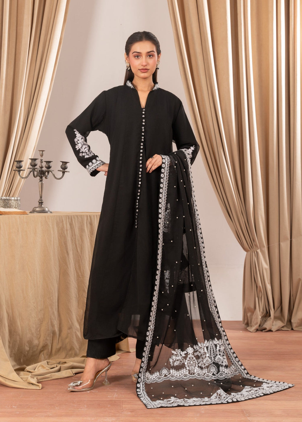 Four Season Boutique NIMRA PISHWAS BLACK Women 3pcs