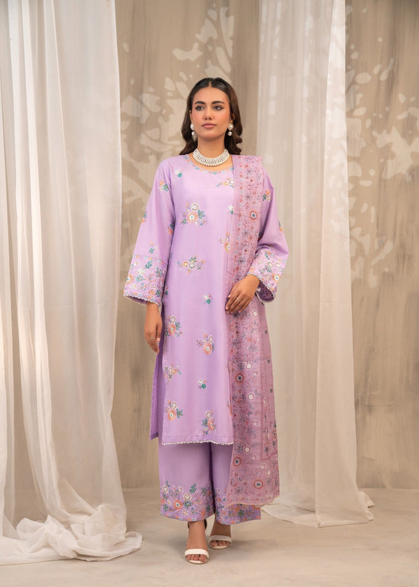 Shehroz Fashion Orchid Grace Lawn Embroidery Suit Women 3pcs