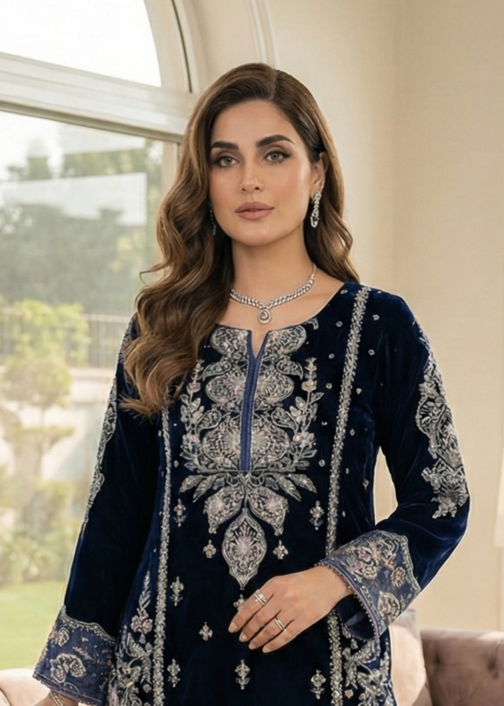 Diara Couture TEHSEEN V 01 NAVY BLUE Women 3pcs