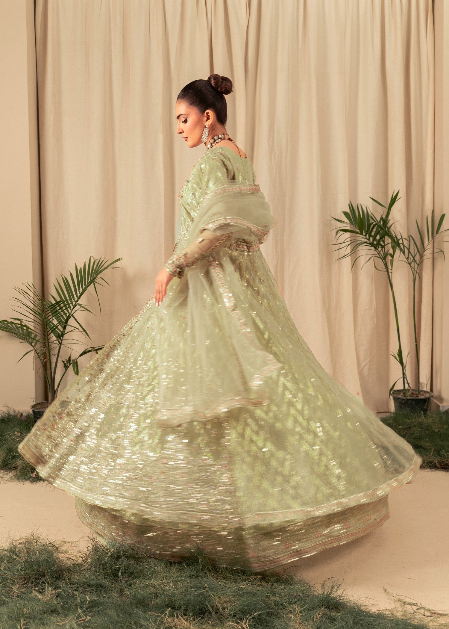 Four Season Boutique DILJAAN PISTA GREEN GOLD Women 3pcs