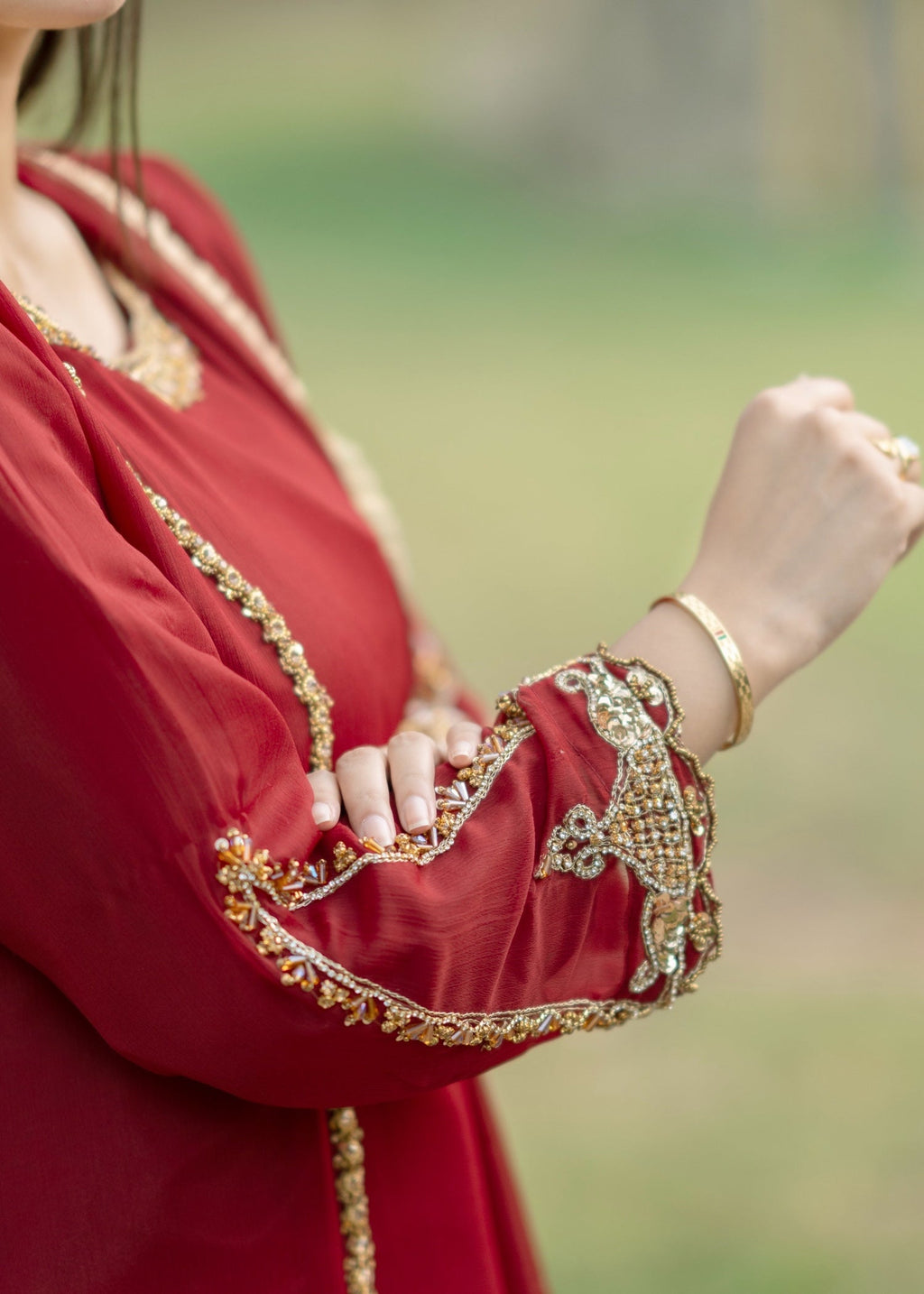 Suits By Sadia Maroon chiffon decent Women 3pcs