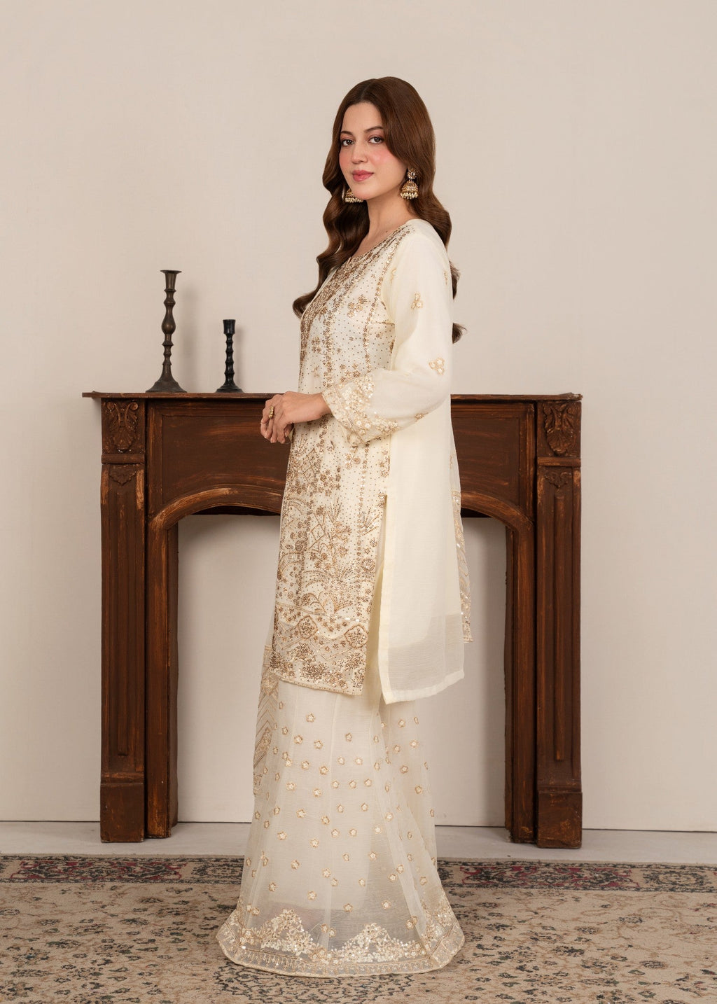 Four Season Boutique MAHAJABEEN CREAM Women 3pcs