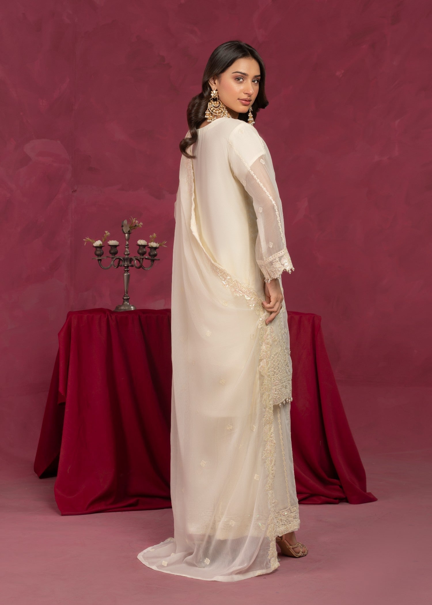 Four Season Boutique ZOBIA GHARARA CREAM Women 3pcs