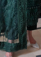 Suits By Sadia Bottle green net Women 3pcs