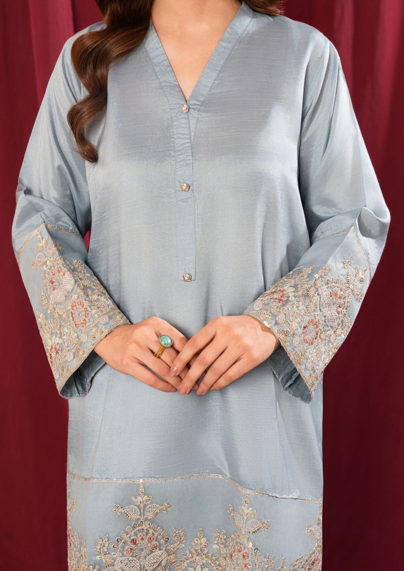 Yolo Pret Embroidered Raw Silk with Farshi Shalwar JASHAN S25 0037 Women 3pcs