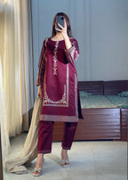 Ayesha B burgundy shanzy) Women 3pcs