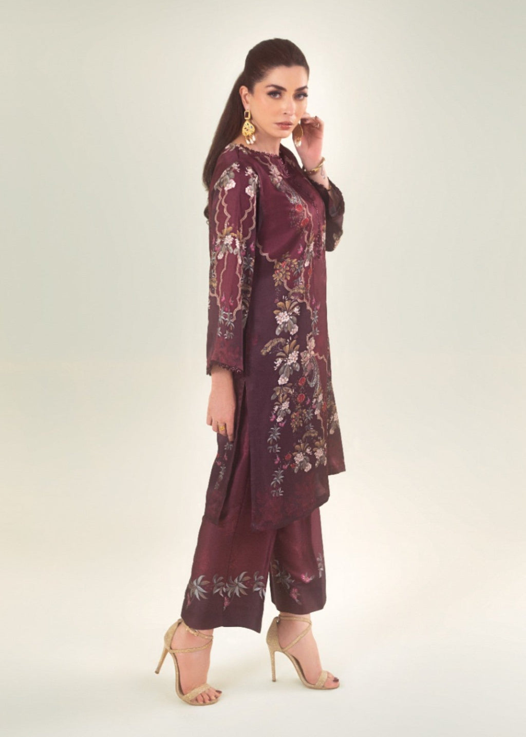 Peach Republic Printed Silk Dress 03 Women 2pcs