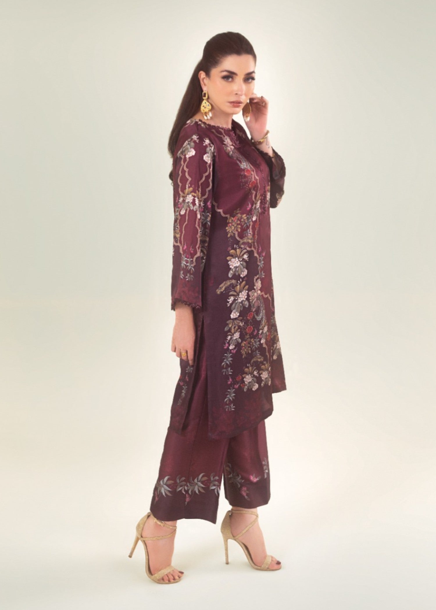 Peach Republic Printed Silk Dress 03 Women 2pcs