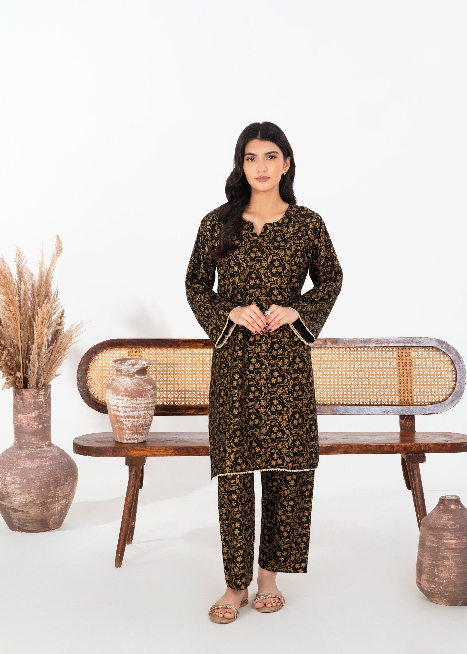 Stylish Collection LEAF BLACK Women 2pcs