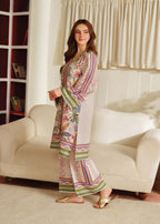 Midway Arts "Ballet – Pastel Charm Shamoze Suit | Elegant Printed Co ord Set" Women 2pcs