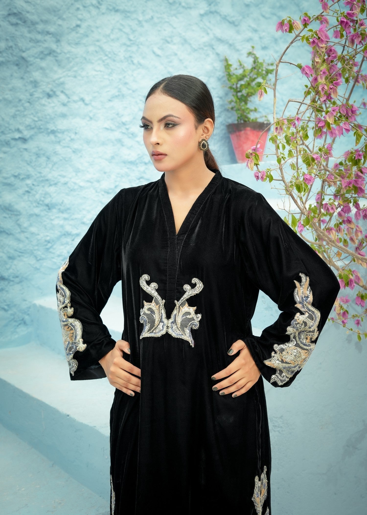 Madiha Gohar Layla Zar | Black Embriodered Dress Women 2pcs