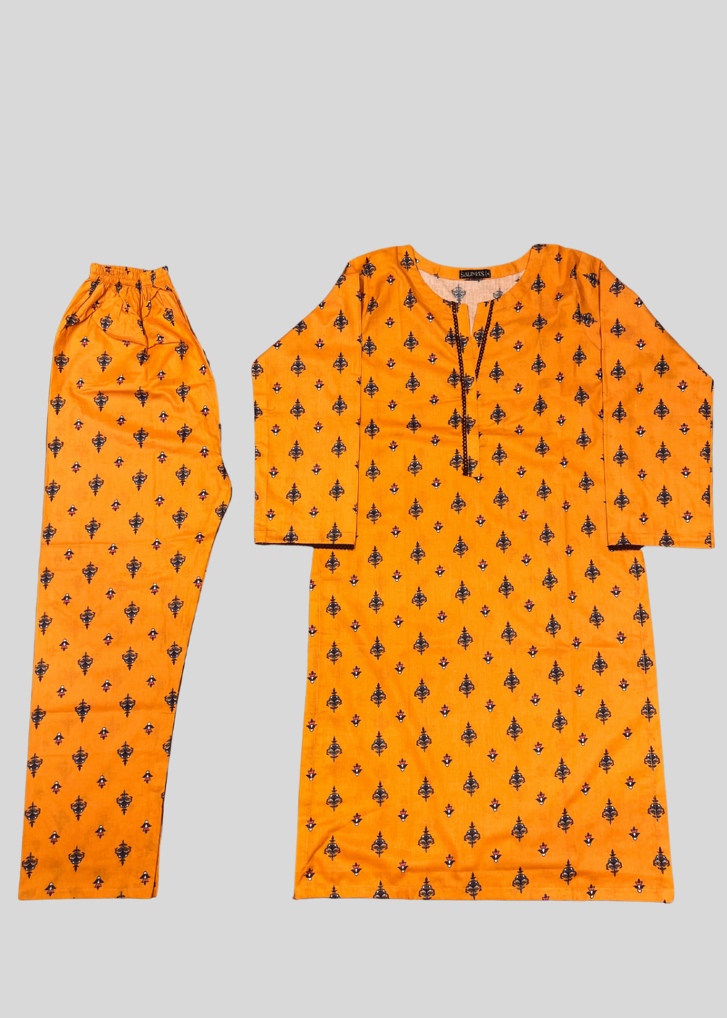 Salimas Bright Orange Printed Stitched Lawn Suit Women 2pcs