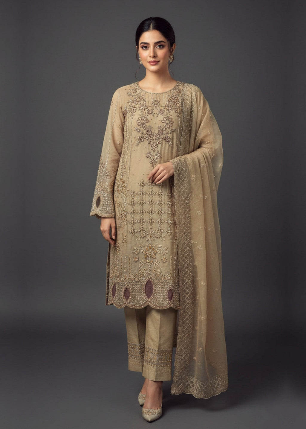 Diara Couture SUHANA US 587 TAN BROWN Women 3pcs