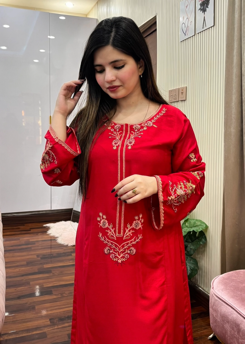 Shefoze Clothing red rose Women 2pcs