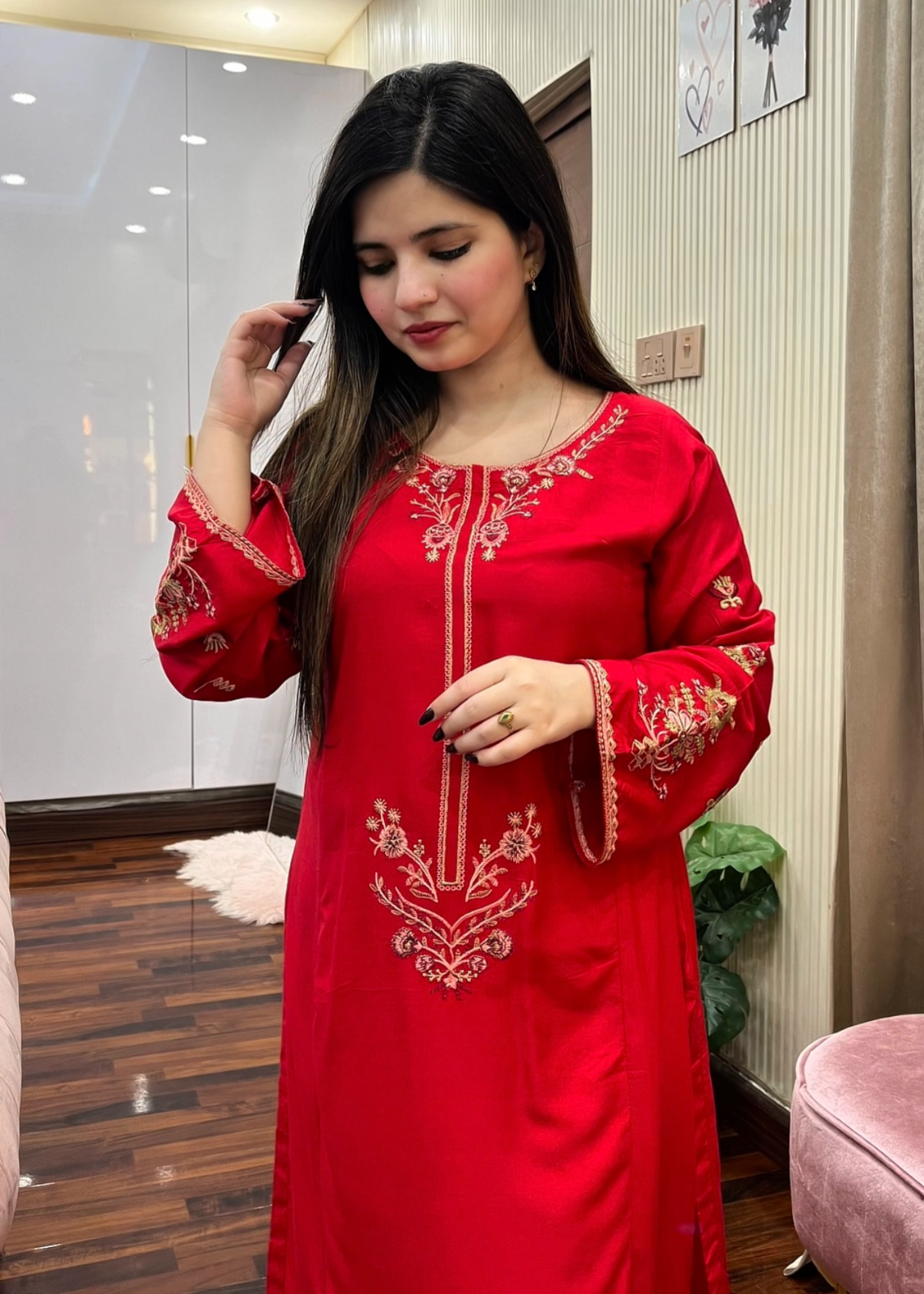 Shefoze Clothing red rose Women 2pcs