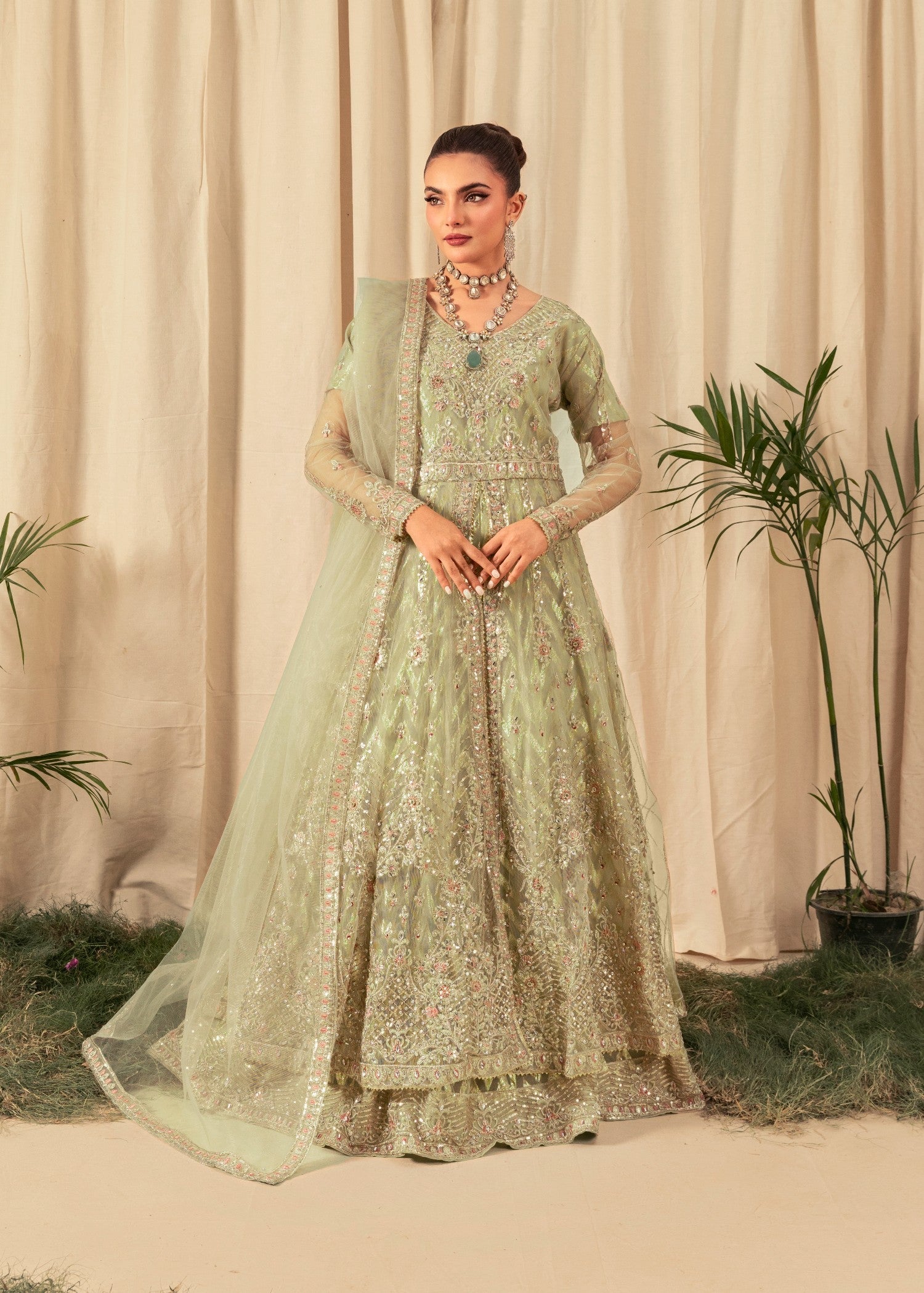 Four Season Boutique DILJAAN PISTA GREEN GOLD Women 3pcs