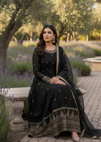 Pehnawa By Bin Akram’s Black Bloom | Kattan Silk Maxi Women 3pcs