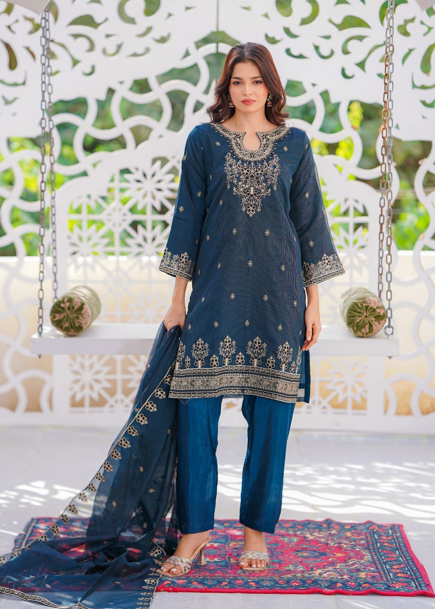 Abeera Midnight Bloom – Zariwork & Embroidered Khaddi Net Suit (Art No. H 002) Women 3pcs