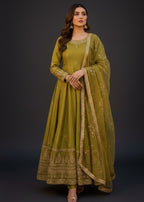 Pehnawa By Bin Akram’s Olive Bloom | Kattan Silk Maxi Women 3pcs