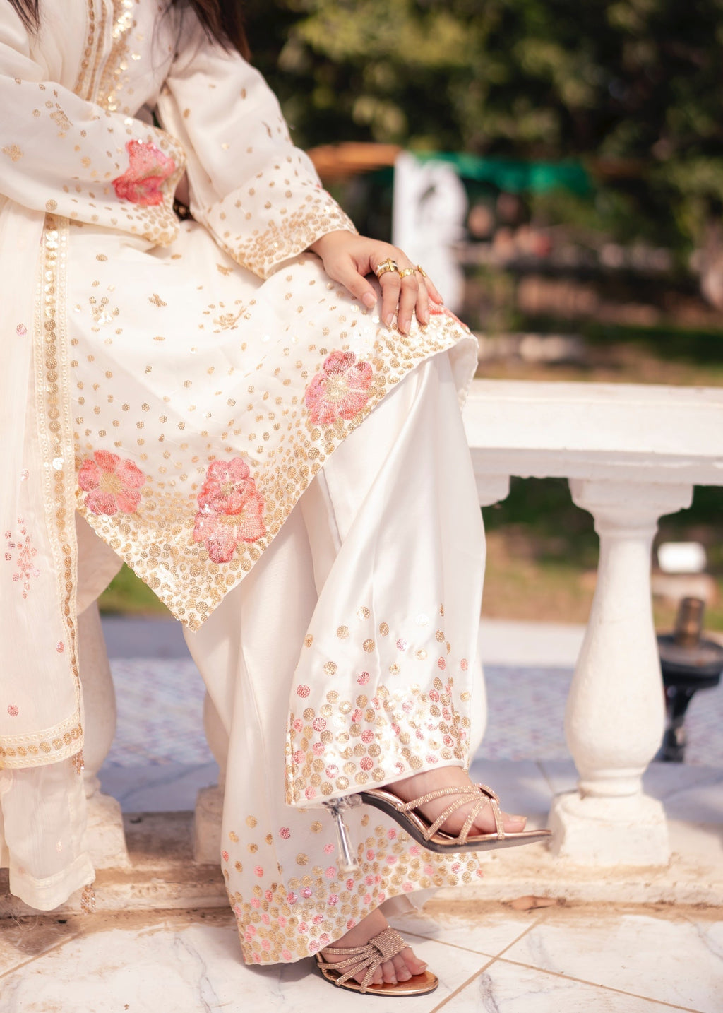 Suits By Sadia Chiffon nimra offwhite Women 3pcs