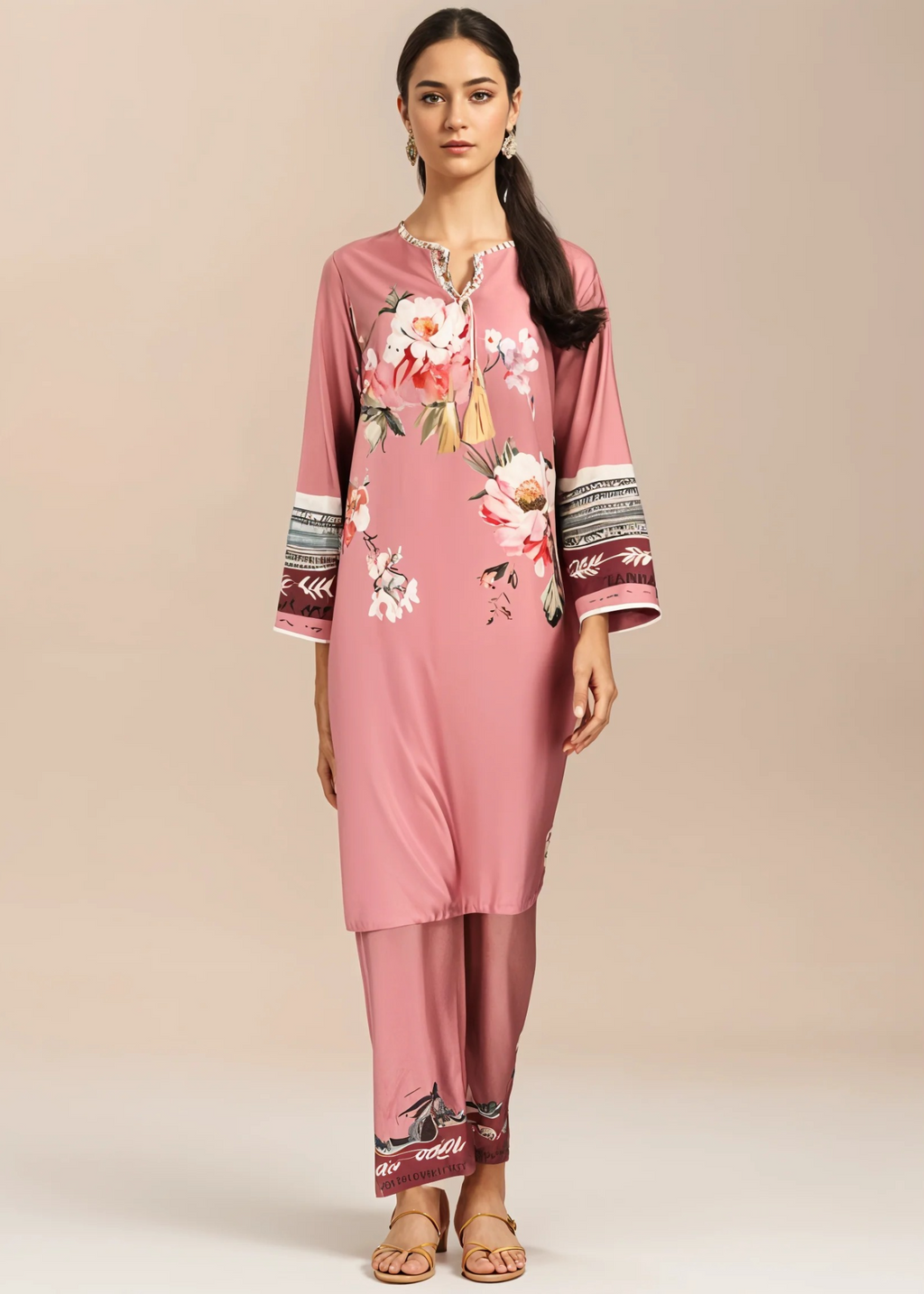 Fabbywear Dori Co ord (Shirt & Trouser) Pink Women 2pcs